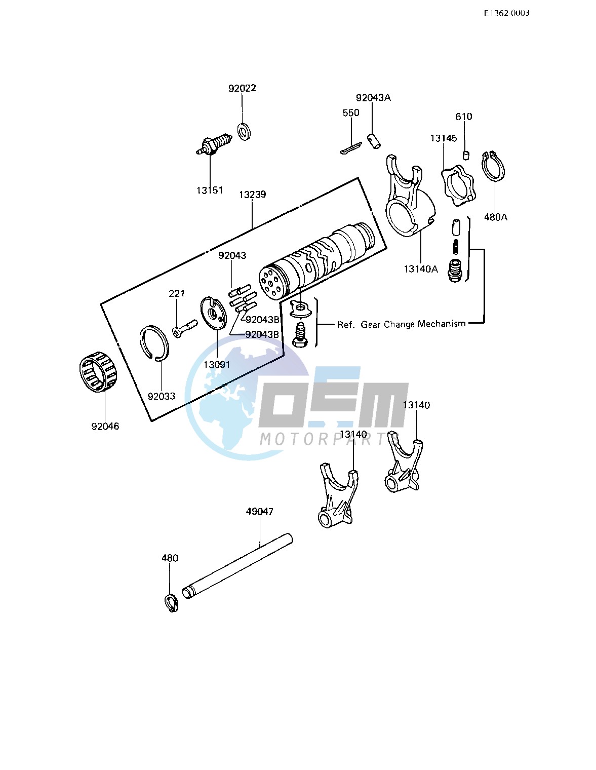 GEAR CHANGE DRUM & FORKS -- 83 H3- -