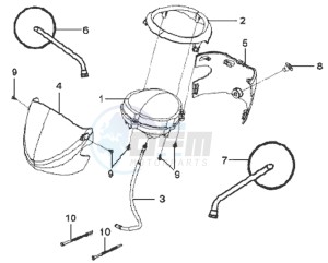 MIO 50 25KMH drawing HEAD LIGHT COVER / DASHBOARD / MIRRORS