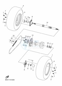 YFZ50 (BW4L) drawing REAR AXLE & WHEEL