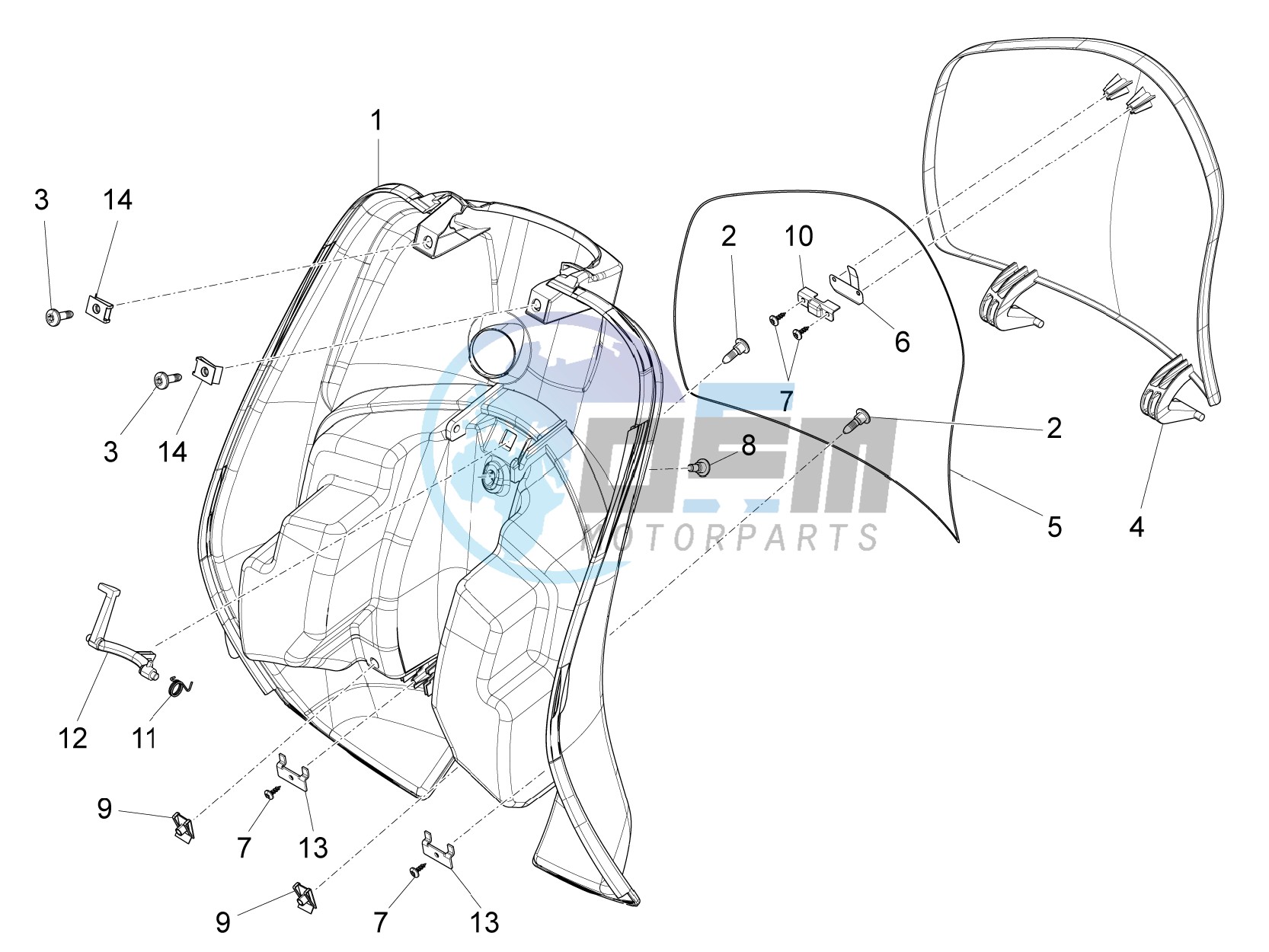 Front glove-box - Knee-guard panel