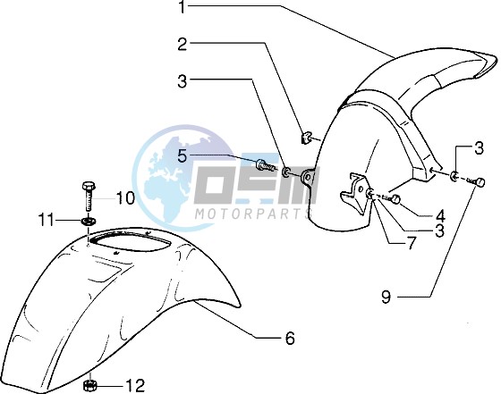 Front and rear mudguard