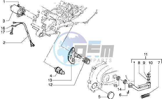 Starting motor-starter lever