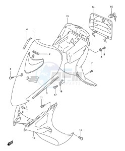 AN125 (E2) Burgman drawing LEG SHIELD (MODEL T V W)