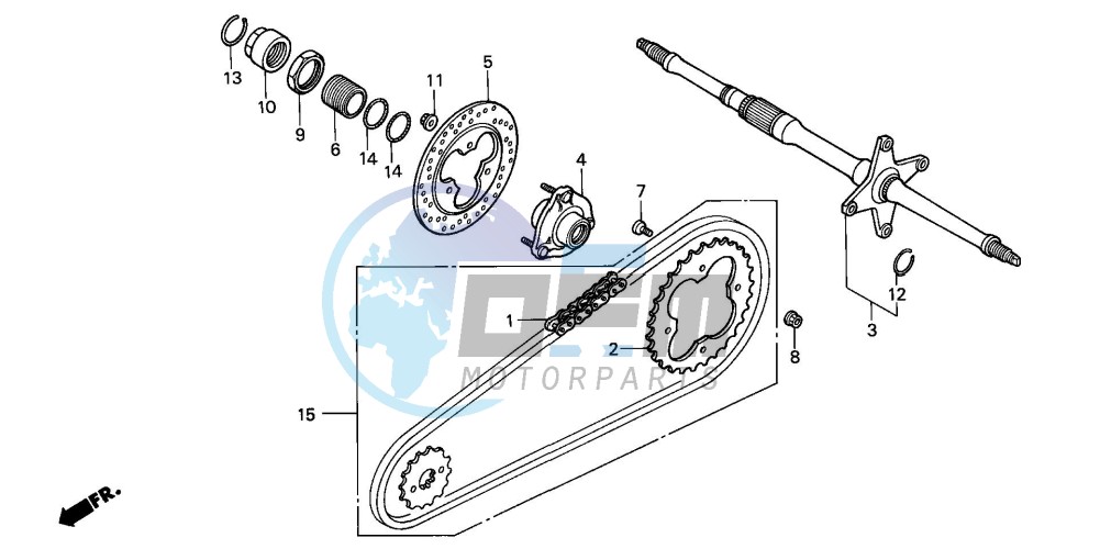 REAR WHEEL AXLE