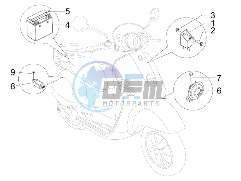 Control switches - Battery - Horn