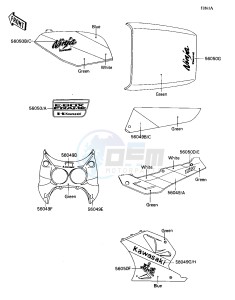 ZX 750 H [NINJA ZX-7] (H2) [NINJA ZX-7] drawing DECALS-- GREEN_BLUE_WHITE- -