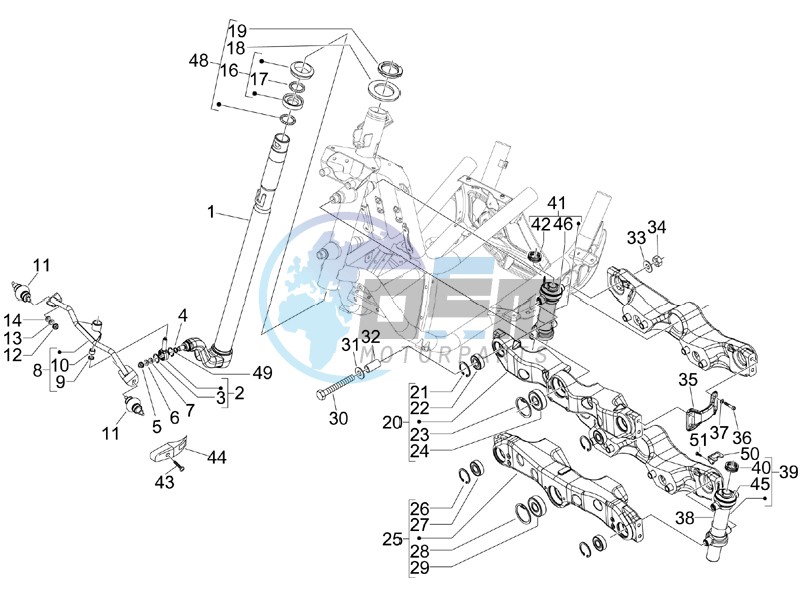 Fork steering tube - Steering bearing unit