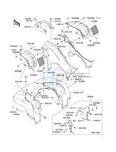 KVF 650 F [BRUTE FORCE 650 4X4I] (F6F-F9F ) F9F drawing FRONT FENDER-- S- -