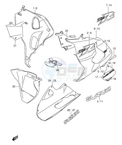 TL1000R (E2) drawing UNDER COWLING (MODEL X)