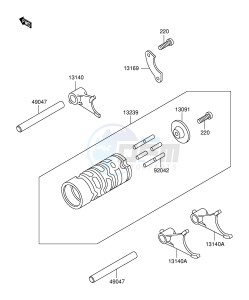 RM60 (E28) drawing GEAR CHANGE DRUM SHIFT FORK