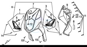 X'PRO 50 (45 Km/h) (AE05W9-EU) (E4) (L8-M1) drawing FRONT COVER FRONT INNER BOX