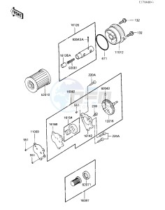 KL 250 D [KLR250] (D2-D3) [KLR250] drawing OIL PUMP_OIL FILTER -- E_NO. 009938--- -