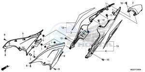 CB500FD CB500F UK - (E) drawing SIDE COVER/ REAR COWL