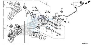 CBR500RF CBR500R UK - (E) drawing REAR BRAKE CALIPER