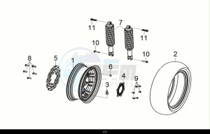 CRUISYM a 125i ABS (LV12W2-EU) (E5) (M1) drawing RR. WHEEL - RR. CUSHION