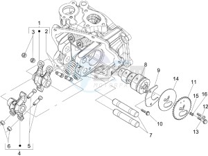 Beverly 250 drawing Camshaft - Rocking levers support unit