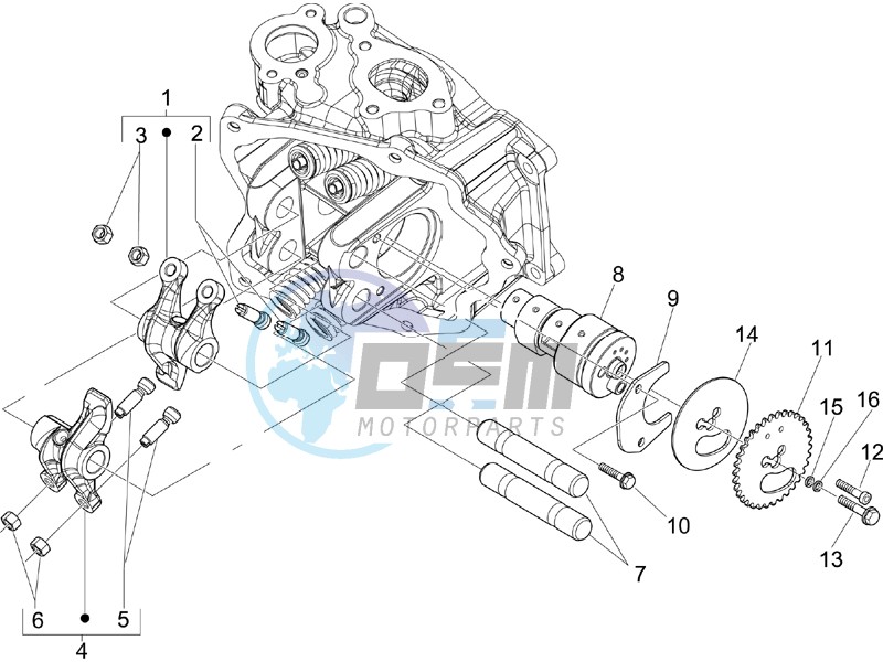 Camshaft - Rocking levers support unit