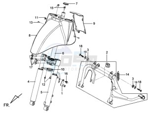 MIO 100 drawing FRONT FENDER / FRONT FORK/ CENTRAL STAND