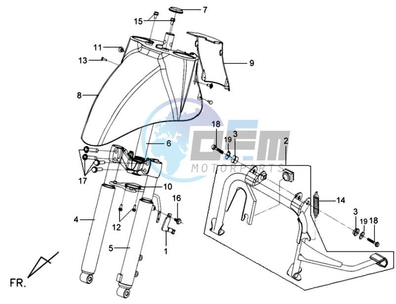 FRONT FENDER / FRONT FORK/ CENTRAL STAND