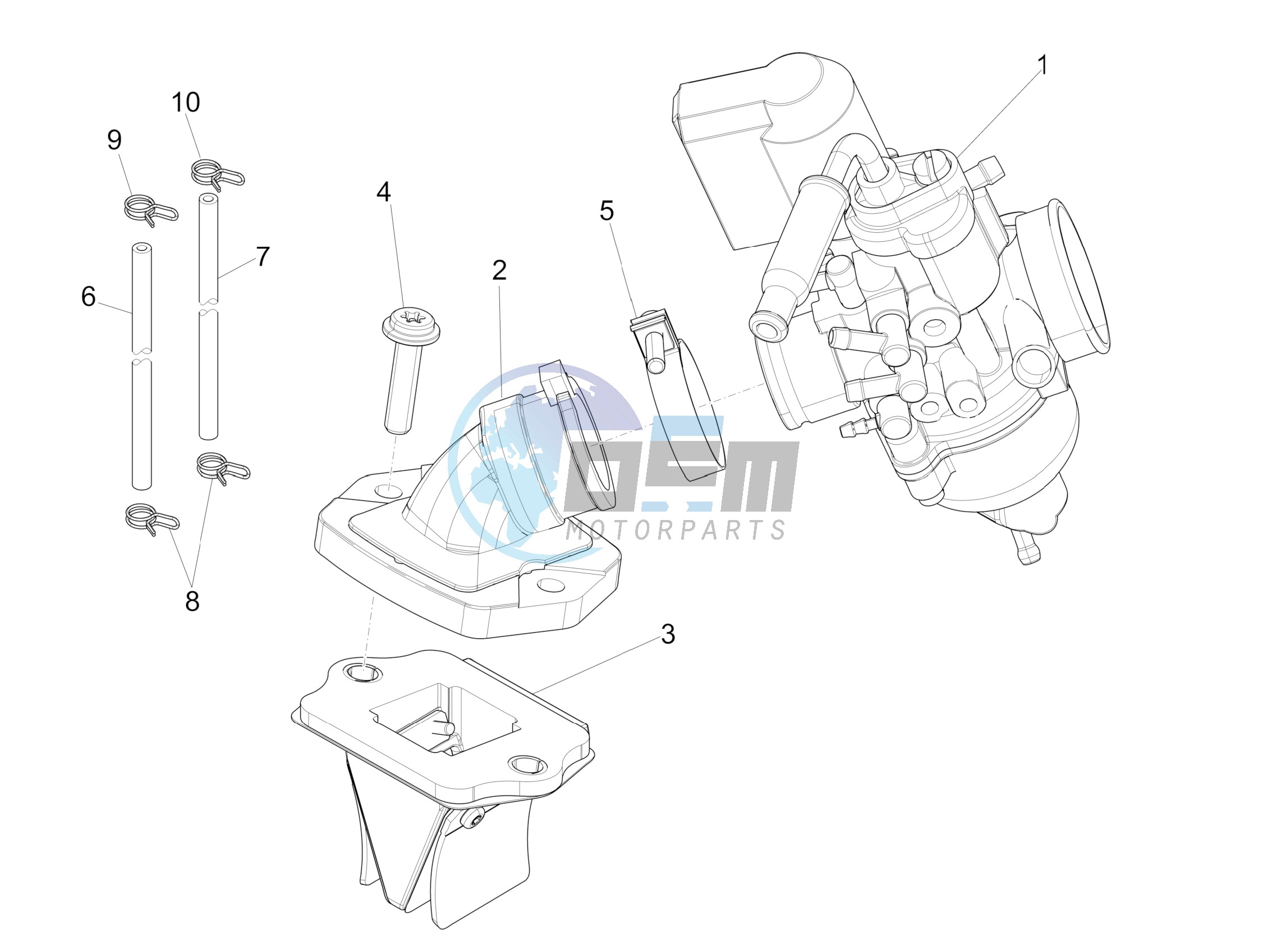 Carburettor assembly - Union pipe