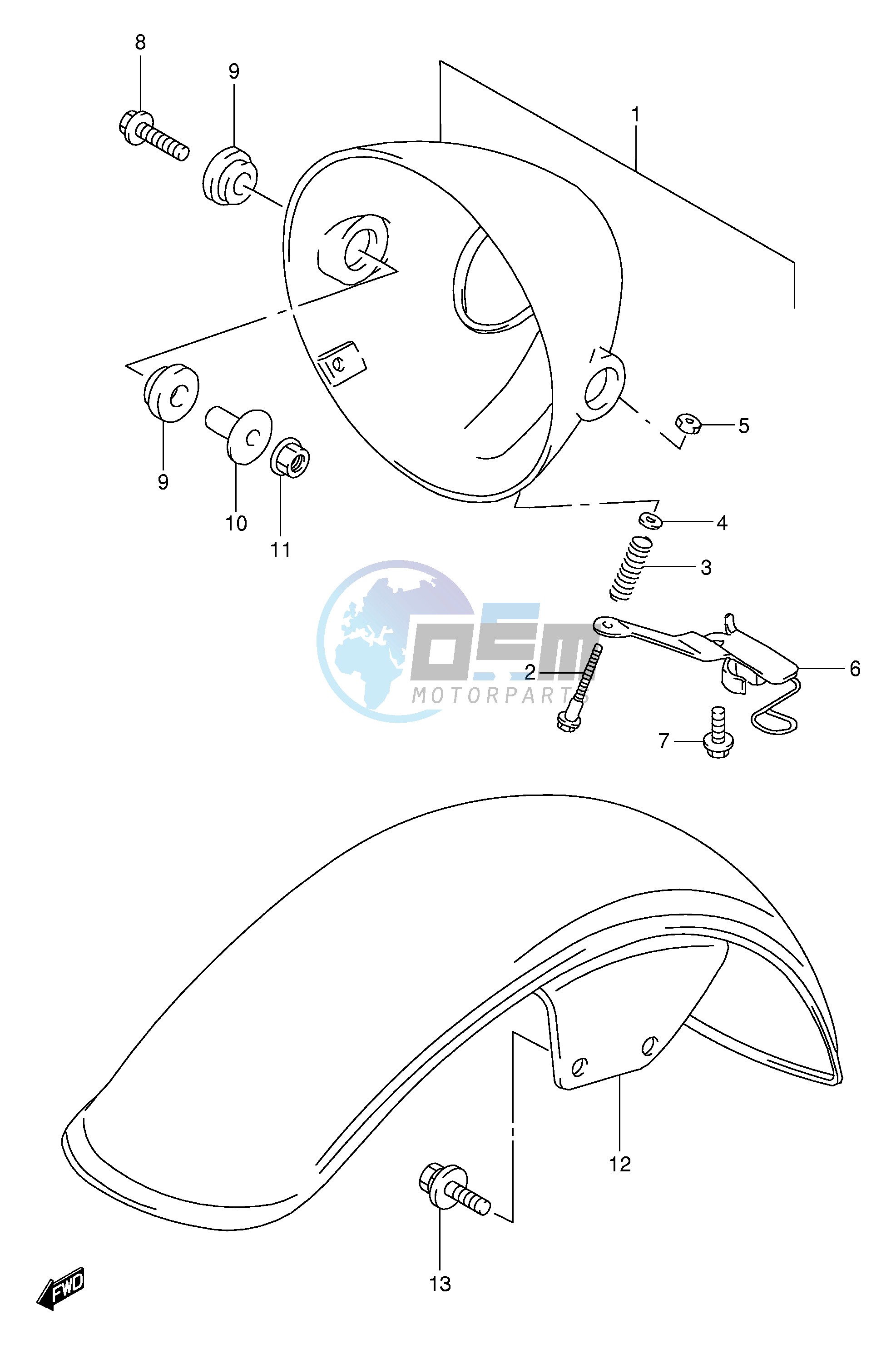 HEADLAMP HOUSING (MODEL V W X Y)