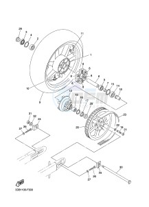 XVS1300A MIDNIGHT STAR (11C7) drawing REAR WHEEL