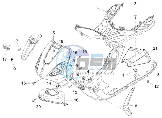 Front shield-foot board-spoiler