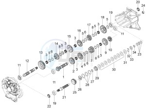 California 1400 Custom ABS 1380 drawing Gear box - Gear assembly