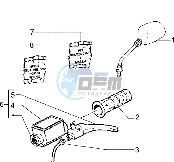 Handlebars component parts (Vehicle with rear hub brake)