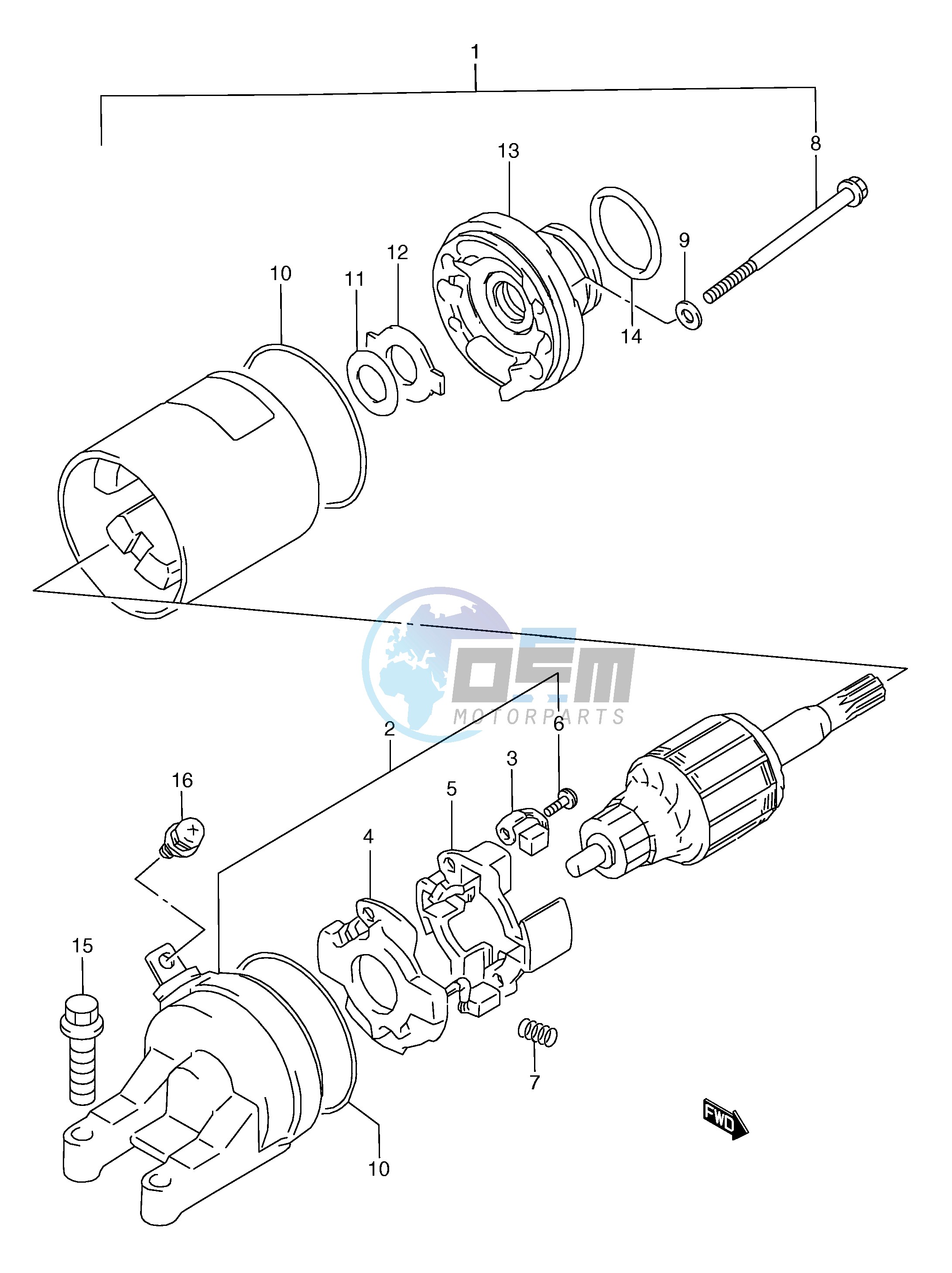 STARTING MOTOR (MODEL V W X)