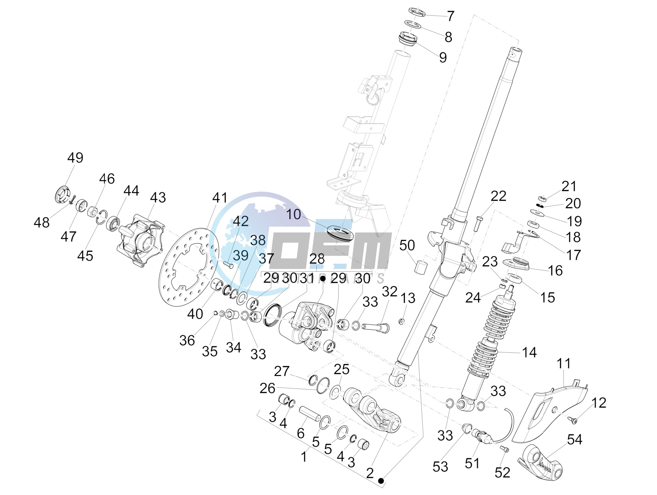 Fork/steering tube - Steering bearing unit