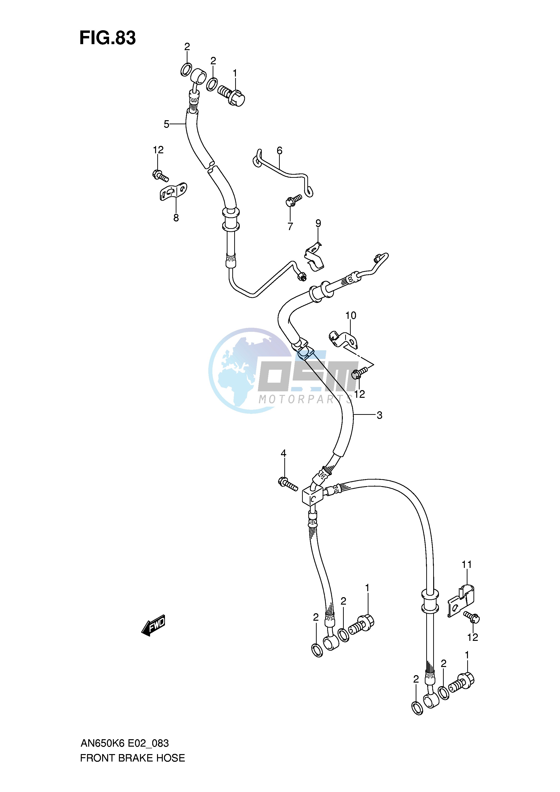 FRONT BRAKE HOSE (AN650AK6 AK7 AK8 AZK8 AK9 AL0)