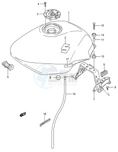 GSX600F (E28) Katana drawing FUEL TANK (MODEL M)