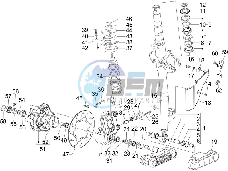 Fork - steering tube - Steering bearing unit