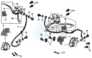 JOYRIDE 125 drawing BRAKE CALIPER FR / RR /  BRAKE LEVERS