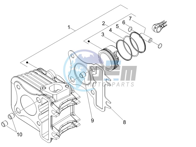 Cylinder - piston - wrist pin unit