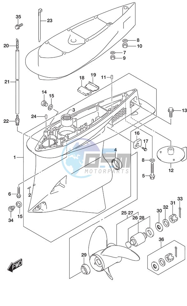 Gear Case S/N 612133 to 61XXXX