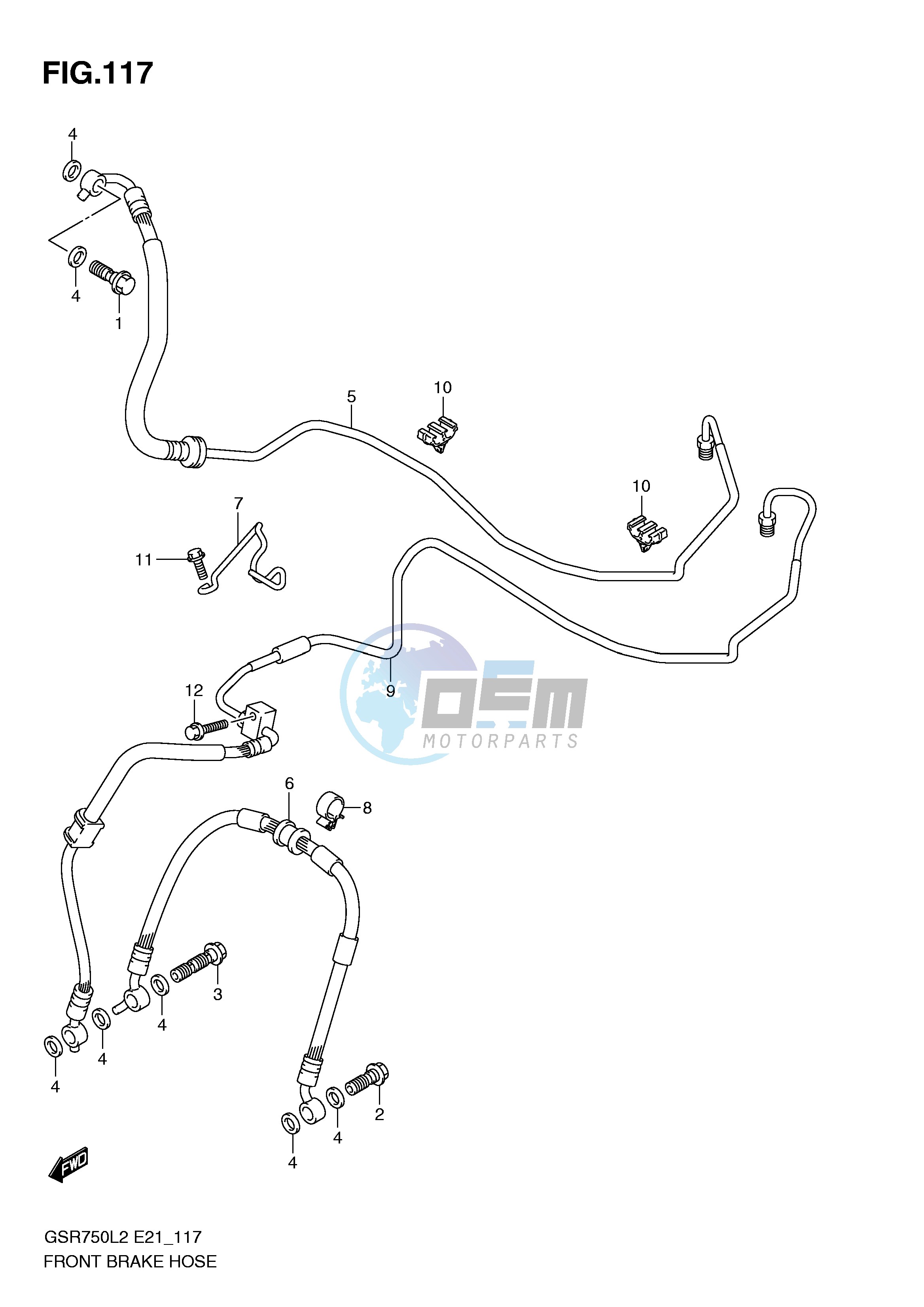 FRONT BRAKE HOSE (GSR750AUEL2 E21)