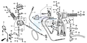 TRX450FM drawing HANDLE LEVER/SWITCH/CABLE (TRX450FE)