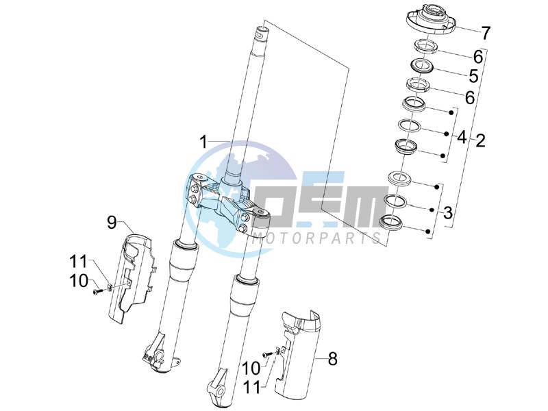 Fork steering tube - Steering bearing unit