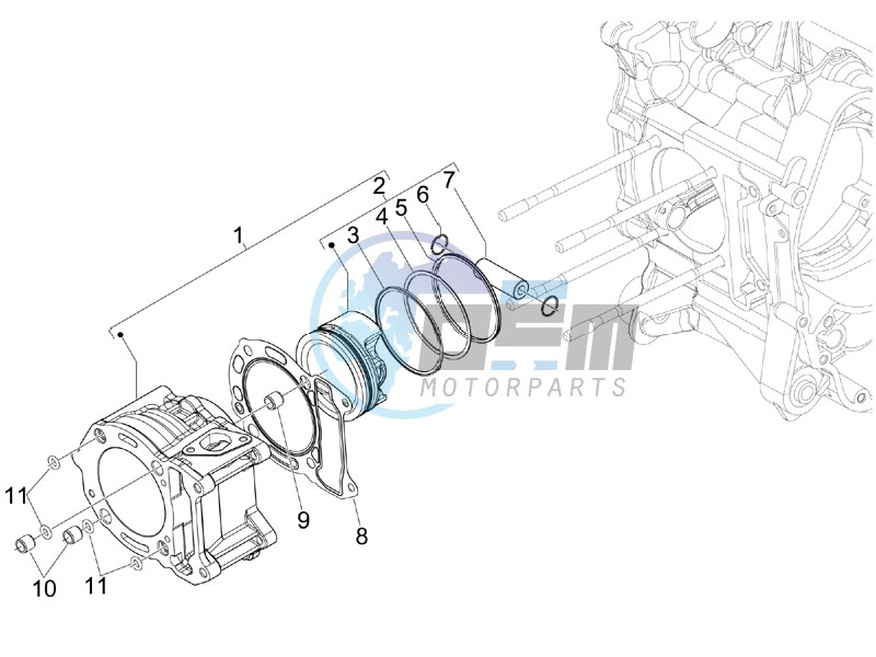 Cylinder-piston-wrist pin unit