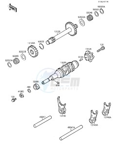 KSF 250 A [MOJAVE 250] (A1-A2) [MOJAVE 250] drawing GEAR CHANGE DRUM & FORKS