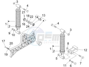 Beverly 125 Sport e3 drawing Rear suspension - Shock absorbers