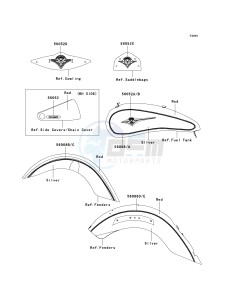 VN 2000 J [VULCAN 2000 CLASSIC LT] (8F-9F) J8F drawing DECALS-- RED_SILVER- --- J8F- -