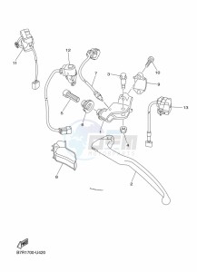 WR250F (BAK9) drawing HANDLE SWITCH & LEVER