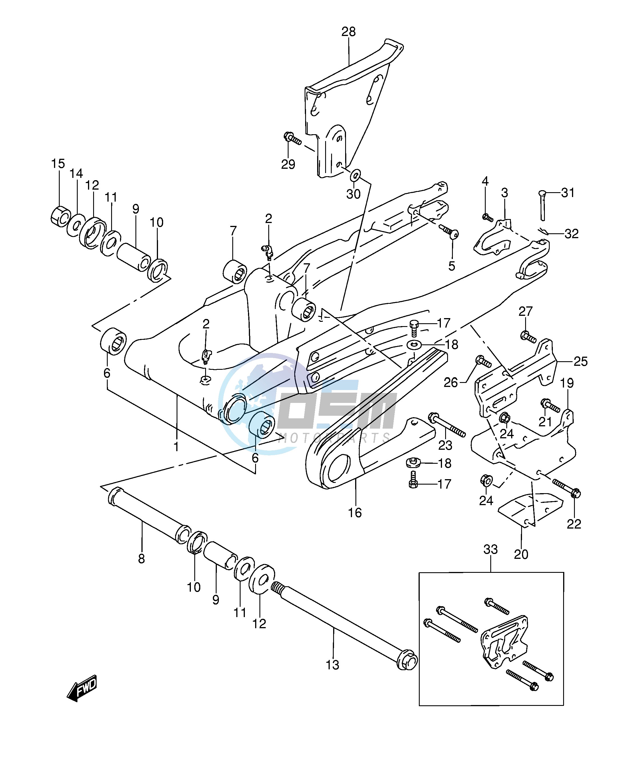 REAR SWINGING ARM (MODEL L M N P)