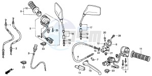 CB250 NIGHTHAWK drawing HANDLE LEVER/SWITCH/CABLE (3)