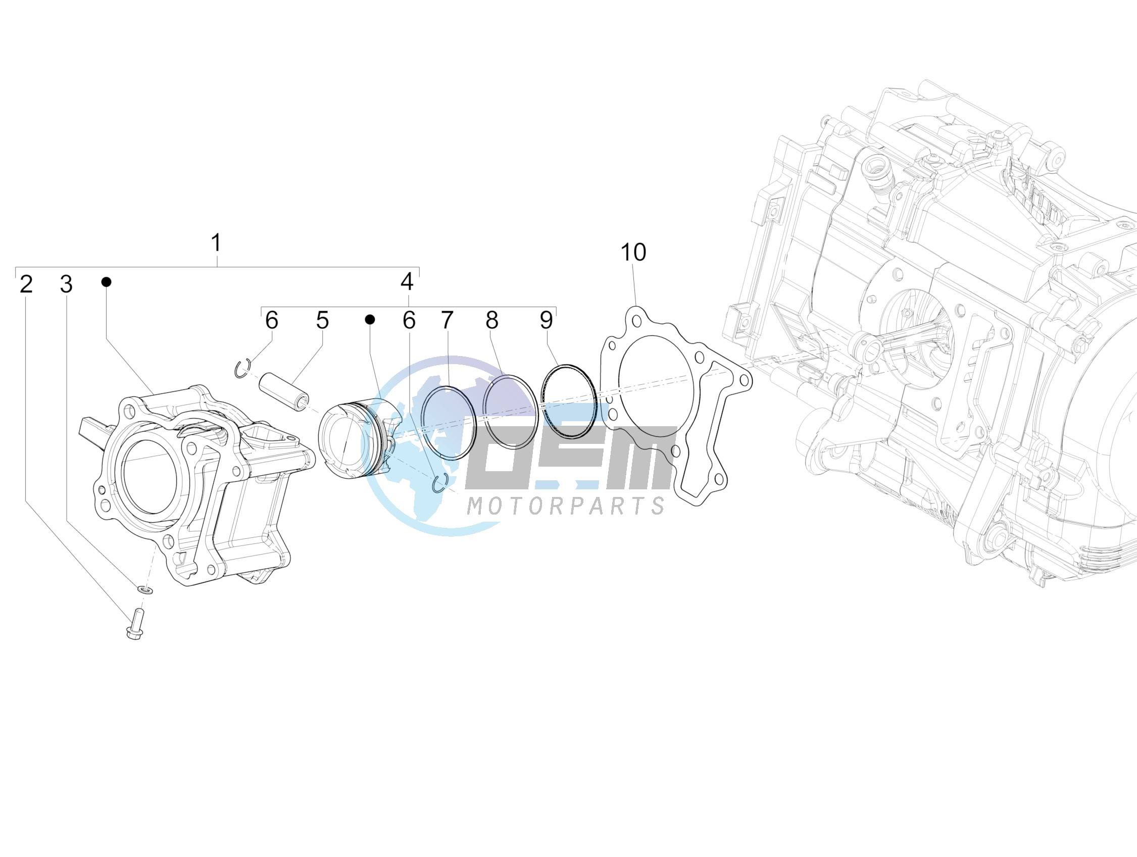 Cylinder-piston-wrist pin unit