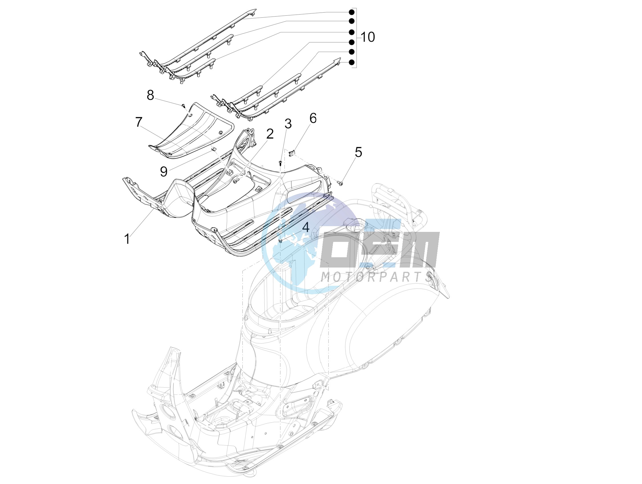 Central cover - Footrests