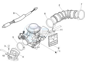 Liberty 50 4T PTT 2007-2012 (D) is drawing Carburettor, assembly - Union pipe